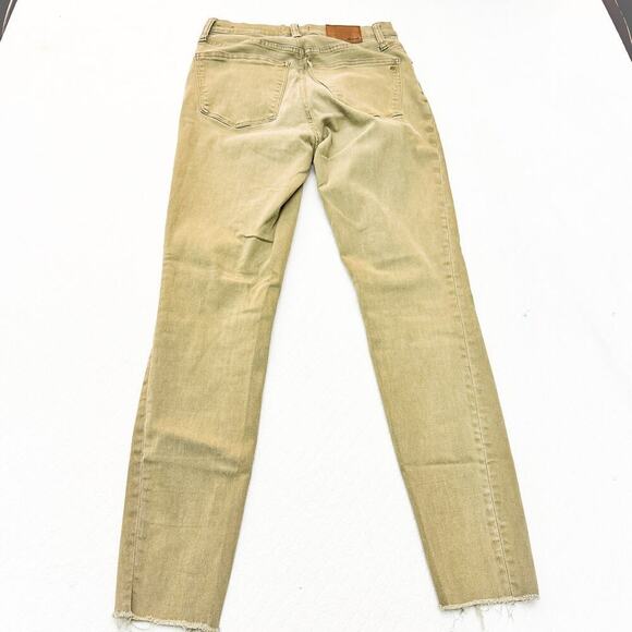 Madewell 9" High-Rise Skinny Green Khaki Denim Jeans Raw Hem Size 28 - Picture 3 of 10